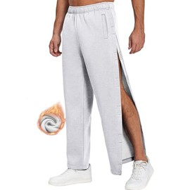 Deyeek Deyeek Mens Tear Away Fleece Velcro Pants Side Snap On Mens Cotton Pants Post Knee Surgery Must Haves After Hip Surgery Gifts White Grey