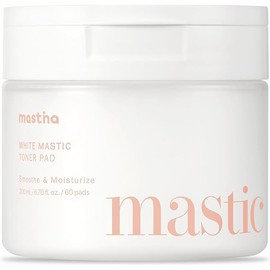 MASTINA White Mastic Toner Pad (60 Count) 100% Vegan Cotton Rounds. Improve Skin Texture & Remove Residual Impurities