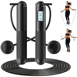 TOGETDREAM Cuerda de saltar con contador, cuerda de saltar ajustable con rodamiento de bolas y asas antideslizantes, cuerda de saltar inalámbrica