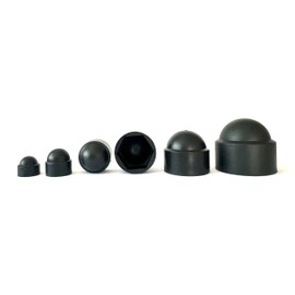 M5 (8mm Wrench) - Black Plastic Dome - Nut & Bolt Hex Shaped Protective Cover Cap - (20 Pack)