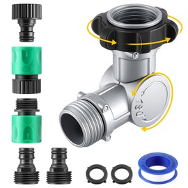 Garden Hose Quick Connect Fittings 3/4" with 180° & 360° Metal Swivel Connector for Standard Garden Hoses, Heavy Duty Water Anti Kink Pivot Hose Connector for Outdoor Faucet, RV, Yard & Car Washing