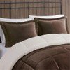 Pemberly Row Plush Sherpa Down Alternative Comforter Set-Brown/Ivory Full/Queen