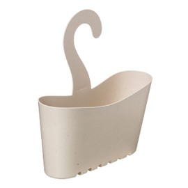 TATAY Shower basket with hooks, polypropylene, 100% recycled materials, multifunctional basket, allows you to hang the basket in the shower, beige, dimensions: 25 x 9 x 28 cm