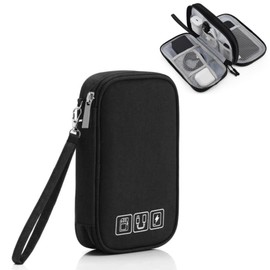 Travel Cable Organiser Bag,Portable Electronics Travel Organizer with Double Layer Design,Storage Bag for Organizing Cables, Wires, Chargers, Cell Phones and Headphones While Traveling