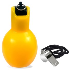 Dingfeiyu 1 x Hand Whistle with 1 x Stainless Steel Sports Whistle, Whistle for Trainer, Referee, Sports Teacher, Dog Trainer, Whistle Loud Emergency, Trainer Accessories Football (Yellow)