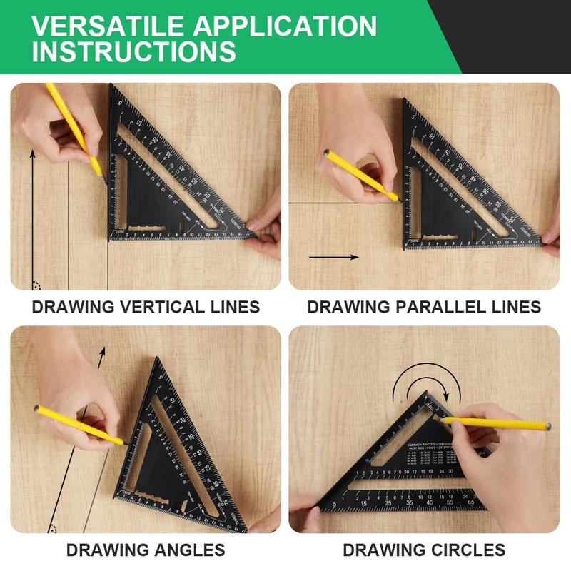 flintronic Carpenter's Square Set, Protractor Try Square 180 mm +