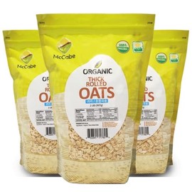 McCabe Organic Thick Rolled Oats - Extra Thick Rolled Oats | Rich with Fiber & Minerals | USDA and CCOF Certified | Product of USA | 2Lbs | Pack of 3.