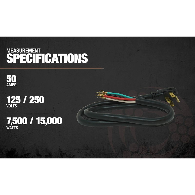 Coleman Cable Southwire 50-Amp 4-Wire Range Power Cord; 6-Foot; 6';
