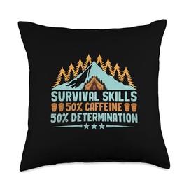 Survival Skills Camping Scouting Scouts Coffee Lover Throw Pillow
