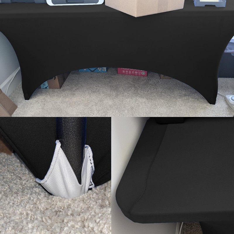 Spandex Tablecloth [6FT, Black] for Rectangle Tables with Open Back,Elastic