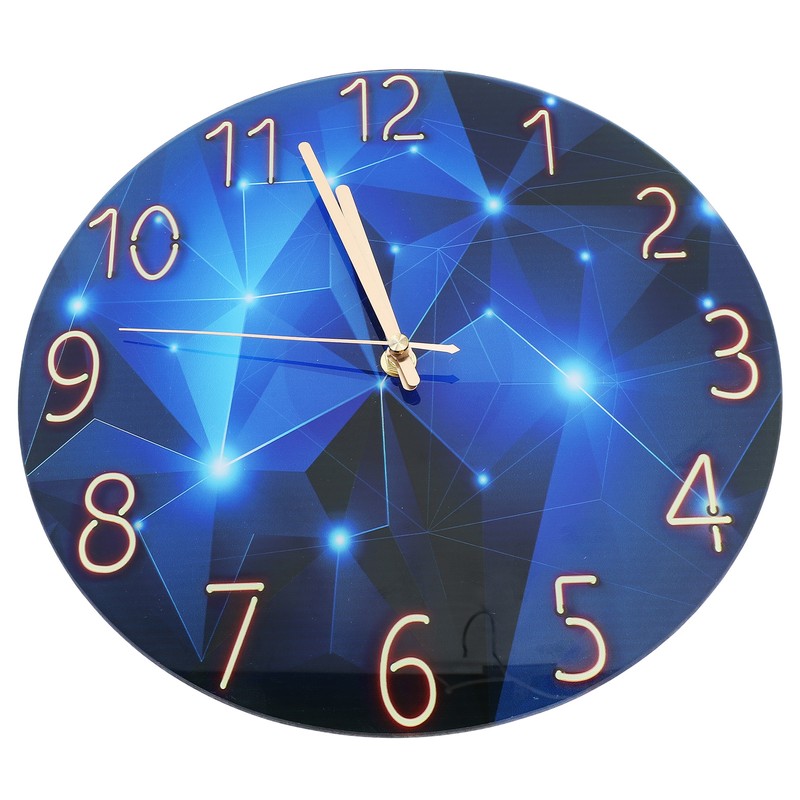 30cm Glass Blue Wall Clock for Living Room Decor Silent
