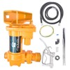 WEONEFIT 12V 15 GPM Yellow Fuel Transfer Pump with Discharge