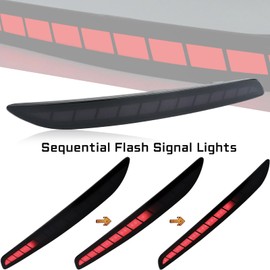 GEEGEETOP Red Lens LED Rear Reflector Bumper Fog Light Assembly Compatible With Honda Accord 2023 2024 LX EX Sport Hybrid Functions 3-In-1 Kit (SMOKED)