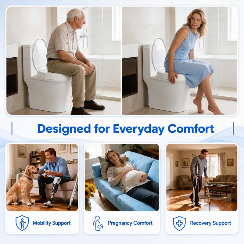 Raised Toilet Seat for Seniors, 3" Height, Heavy Duty Slow