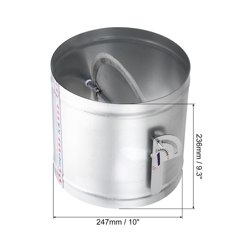 PATIKIL 10" HVAC Duct Manual Volume Damper, Metal Adjustment Airflow