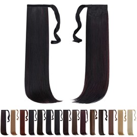 HSPCYGG Fake Ponytail Black Clip Ponytails Straight 22" 5.1 Oz Wrap Around Synthetic Women Hair Extensions Del Pelo Girl Hair Piece Wig Fluffy Soft&Not Tangled