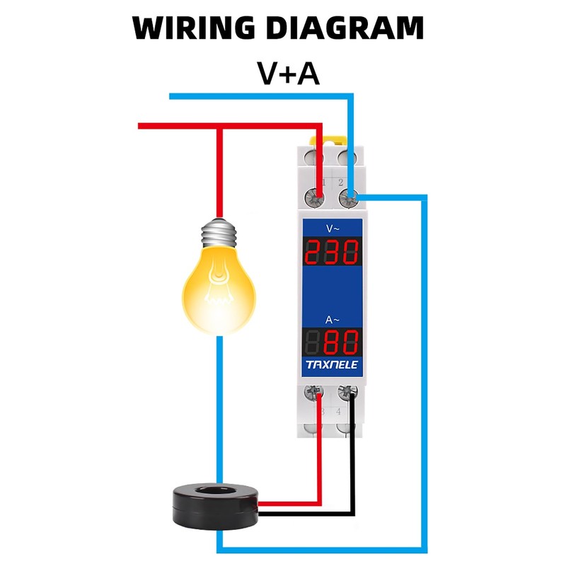 DIN Rail 18 mm Voltage Current HZ Meter AC 80-500V