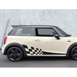 2X Chequer Stripes Car Decals Compatible with Mini Vinyl Graphics Cooper s