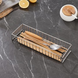 susunnus Dish Drainer, Cutlery Storage, Dishwasher Case, Dishwasher-friendly, Stainless Steel, Disinfector, Dishwasher Safe, Chopstick Holder, Spoon, Fork Case, Dish Storage (27.8 x 9.5 x 4.5 cm