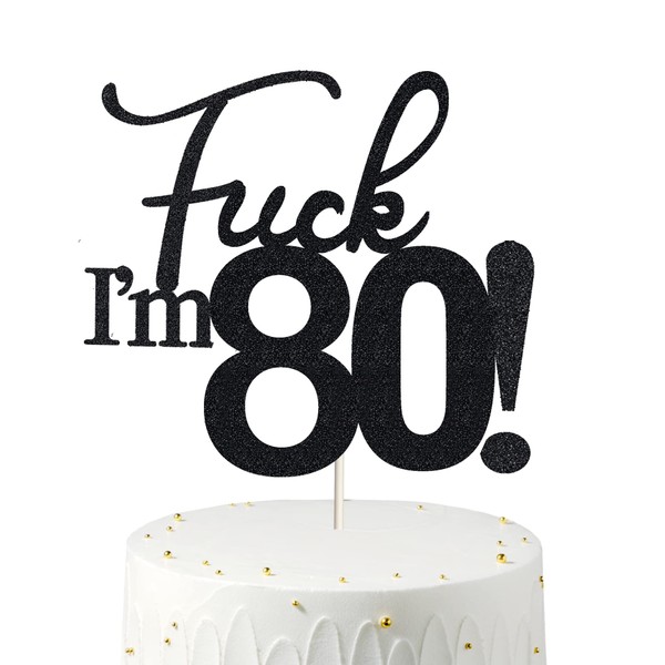 80 decoraciones para tartas, 80 decoraciones para tartas de cumpleaños, purpurina negra, divertida decoración para tartas de 80 años para hombres, 80 decoraciones para tartas para mujeres, decoraciones de 80 cumpleaños, decoración para tartas de 80 cumpl