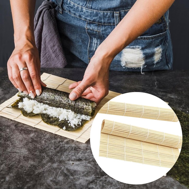 Fizzix 2 PCS Bamboo Sushi Mat Set, Traditional Rolling Mats