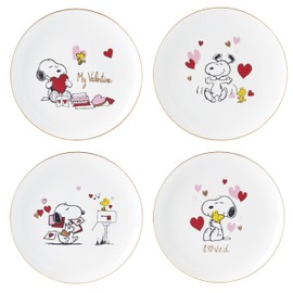 Lenox 897217 Snoopy Valentines Day Accent Plates, Set Of 4, Assorted