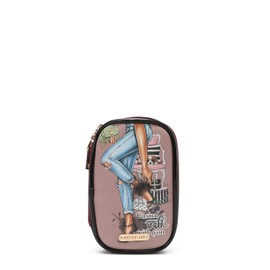 Nicole Lee Cosmetic 5 Makeup Brushes Set Organizer with Fashion Print Pouch, Small Travel (Casual Walk)