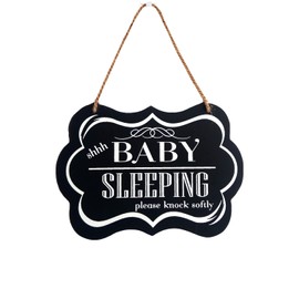 CAKIROTS Baby Sleeping Sign "shhh BABY SLEEPING please knock softly" Front Door Decor Newborn New Baby Gift Do Not Disturb Wooden Plaques Sign 8.7 x 6 Inch