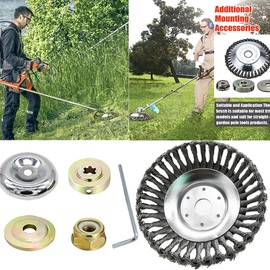 8 Inch Steel Wire Rotary Brush Cutter Trimmer Head,Universal Replacement Weed Blade Cutter for String Trimmers, Gardening Lawnmower, Moss & Rust Removal