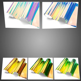 Free Tool Kit Premium Golden Orange Neo Chrome Rainbow Holographic Vinyl Wrap Sticker Decal Air Release Channel Film - 12"x53" (1FTx4.4FT)