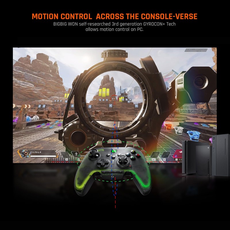 Wireless Controller, BIGBIG WON Rainbow 2 Pro PC Controller 6-Axis