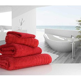 Luxury linenHall 650gsm Plain Cherry Red Bath Towel (SEE SIZE OPTIONS)