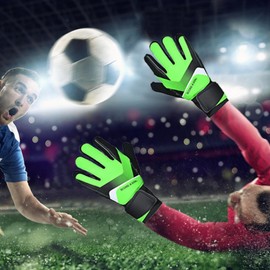 Goalkeeper Gloves - Latex Youth Goalie Gloves,Non Slip Strong Grips Football Competition Mittens for Boys Men Adults Athletes Children Kids