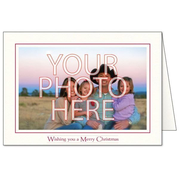 Photographer's Edge, Photo Insert Card, Bright White, Wishing you a Merry Christmas, Set of 10 for 4x6 Photos