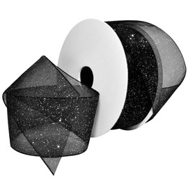 Morex Ribbon Sugar Sheer Organdy Ribbon, 1-1/2-Inch by 25-Yard, Black