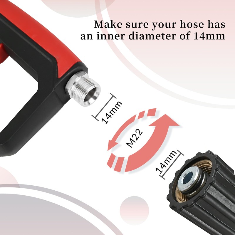 Sooprinse Short Pressure Washer Gun with Foam Cannon, Foam Cannon