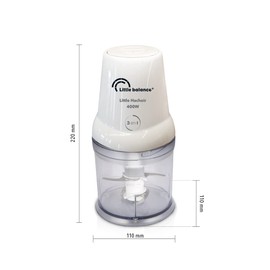 LITTLE BALANCE 8586 Little Chopper, Electric Chopper, Mini Mixer, Bowl 500 ml, 4 Stainless Steel Blades, 400 W, White
