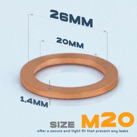 20Pcs M20 Oil Drain Plug Gasket, Copper Oil Drain Plug Washer Crush Washer, Oil Plug Crush Washer for Oil Change, Sealing Ring by KeeRoarin
