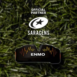 Enmo Maxilla Pro Gum Shield - Adult & Junior 10+ Mouth Guard with Case for Rugby, Boxing, Hockey and Contact Sports - Mouthguard with Boil & Bite, Breathing Channel Tech, Triple Layer - Black/Orange