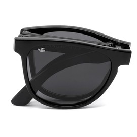 Foldies Remix - anteojos de sol plegables polarizadas, UV400, protección UVA, UVB para hombres y mujeres, funda de piel para anteojos de sol plegables, Negro Brillante-Negro, L