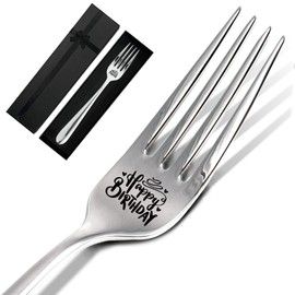 Happy Birthday,Funny Engraved Stainless Steel Fork,New Home Gifts,Funny Kitchen Gift for Man Woman,Birthday Gifts for Him Her Men Women Friends,Dinner Dessert Fork with Gift Box