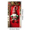 Christmas Door Cover Gnome Stripes 35x71 Inch Polyester