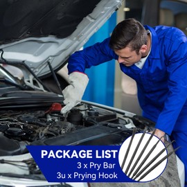 6PCS/Set Prying Bar Hook Set Double Ended ABS Plastic Black for Removing O Ring Sealing Accessories Hook and Pick Set with Case Plastic Fastener Door Panel Remover Precision Scraper