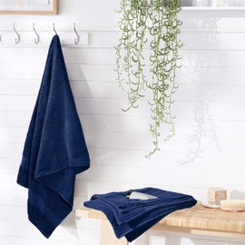 Glamburg Premium Cotton 4 Pack Bath Towel Set - 100% Pure Cotton - 4 Bath Towels 27x54 - Ideal for Everyday use - Ultra Soft & Highly Absorbent - Navy