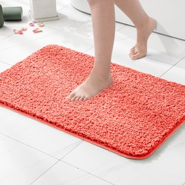 MIULEE Living Coral Absorbent Bathroom Rugs, Soft Large Bath Mats Non-Slip and Quick-Drying for Bathroom Floor Bathtub Showers, Machine Washable Carpet (24 x 36 Inches)