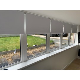 FURNISHED Grey Blackout Roller Blinds 100% Black Out Thermal Window Blind, Gray, 55W x 165H cm