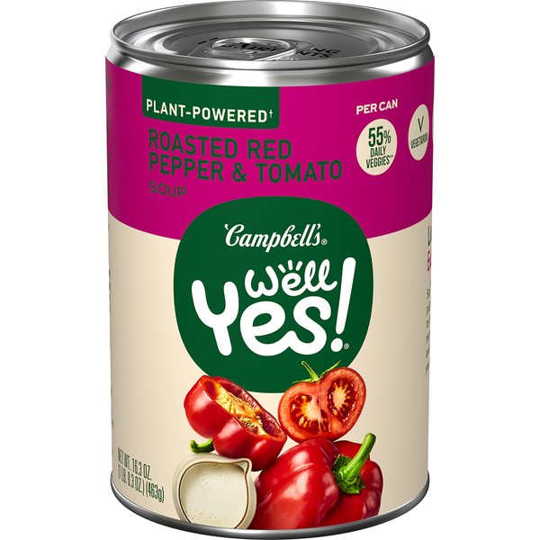 Campbell's Well Yes! Roasted Red Pepper and Tomato Soup, Vegetarian Soup, 16.3 Oz Can
