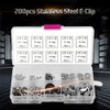 200Pcs E-Clip Assort Set Stainless Steel External Retaining Circlip Ring