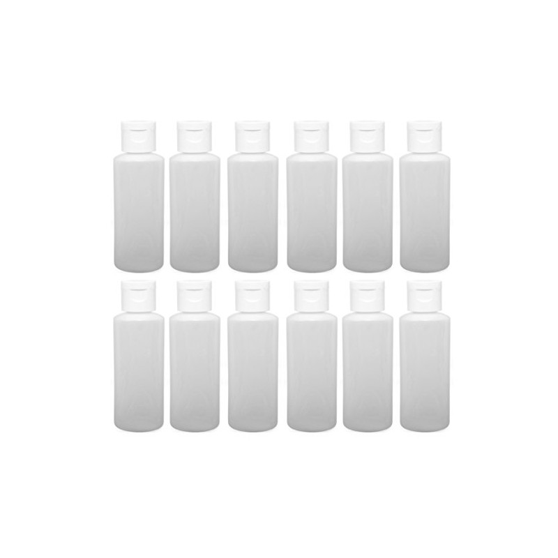 12-2-ounce Travel Bottles with Flip Caps (White Cap)