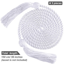 Nuome 3 Pieces Graduation Cords 2025 Honor Cord with Tassel for Graduation Students Grad Days(White)